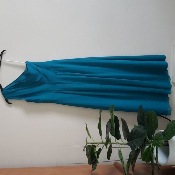 David's bridal teal one shoulder ruched bodice, a line maxi brides maids… - Picture 6 of 6